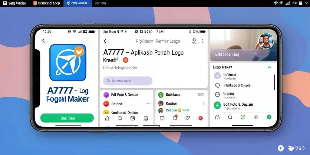 Antarmuka aplikasi A7777 untuk membuat logo yang menarik.