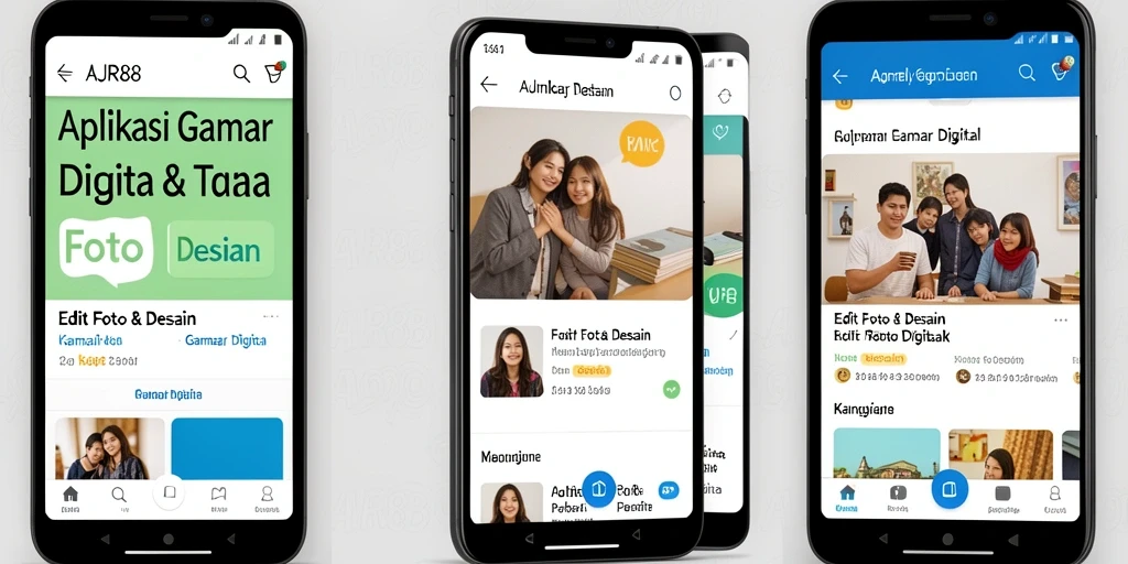 Antarmuka AJR88 yang user-friendly untuk edit foto dan desain.
