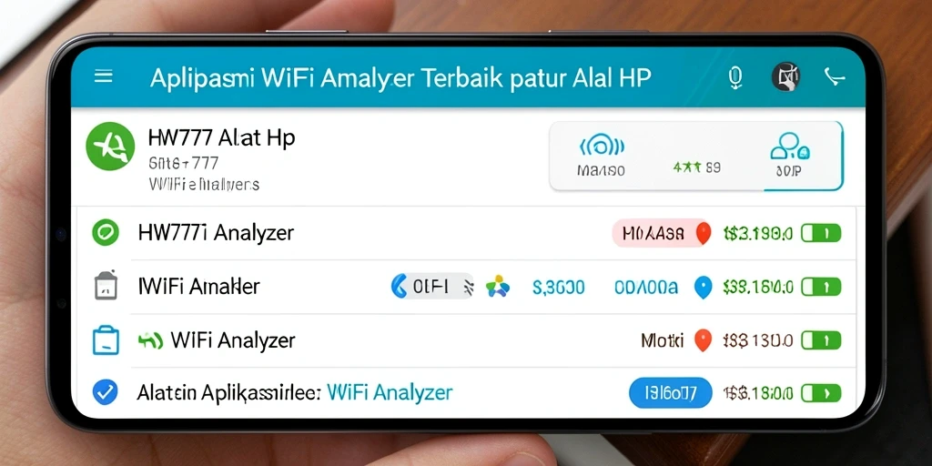 Tampilan utama HW777 yang menampilkan analisis jaringan WiFi.