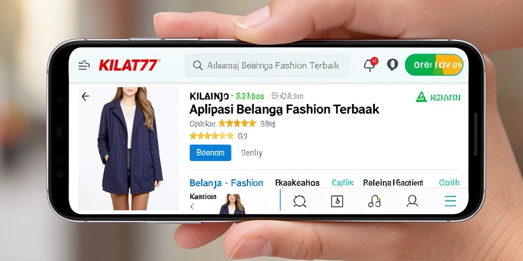 Antarmuka aplikasi KILAT77 yang menampilkan produk fashion terbaru.