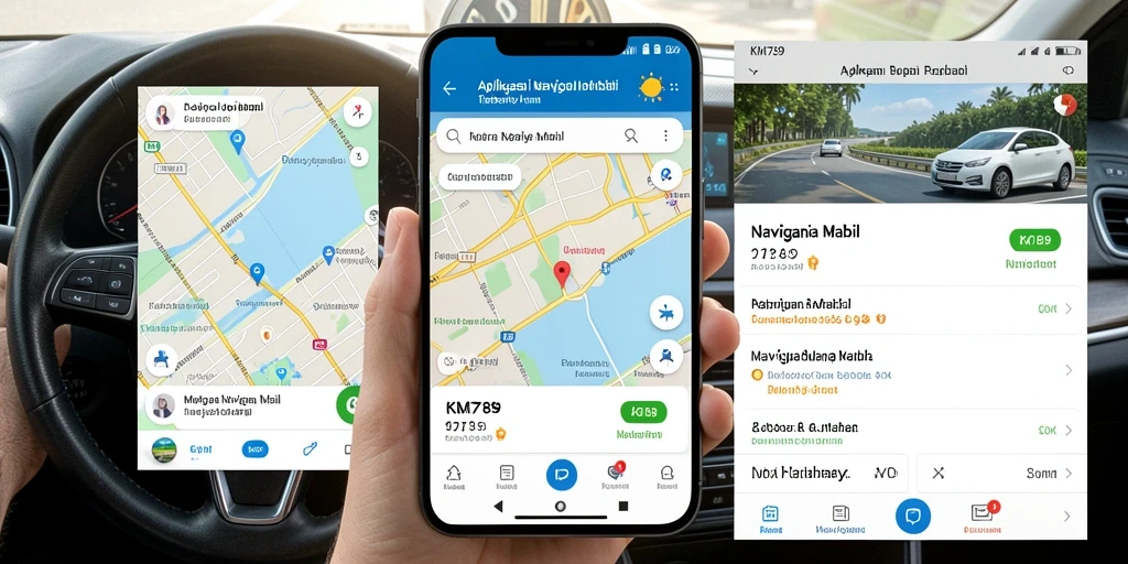 Tampilan antarmuka KM789 yang intuitif untuk navigasi mobil.