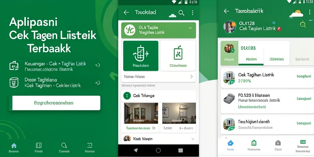 Tampilan antarmuka aplikasi OLX128 untuk cek tagihan listrik.